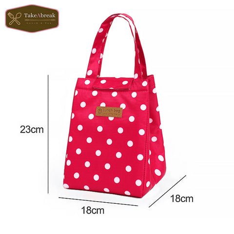 Dimensions sac repas isotherme pois rouge