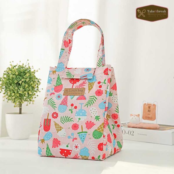 Sac isotherme rose motif ice-cream glaces