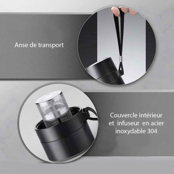 bouteille isotherme inox anse transport infuseur