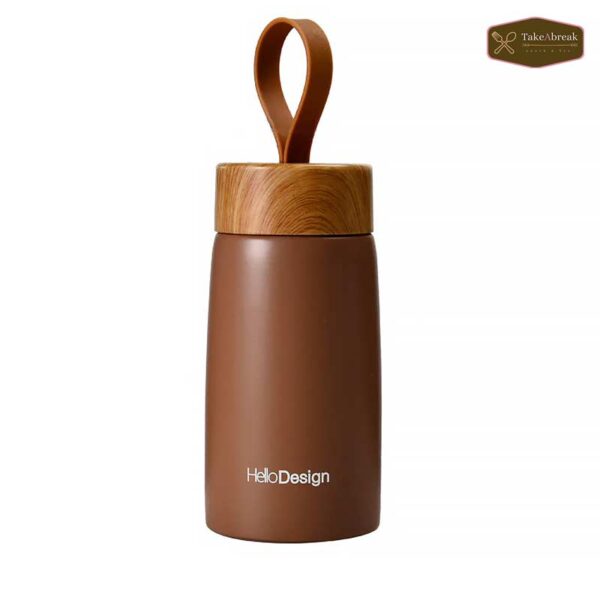 Bouteille thermos isotherme inox bois et brun chocolat