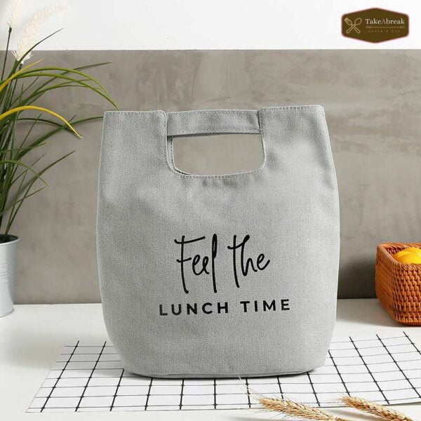 sac repas isotherme cabas gris "feel the lunch time"